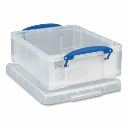 REALLY USEFUL BOX Snap-Lid Storage Bin, 2.14 Gal, 11in x 14in x 5in, Clear/blue, 5PK 81CPK5CB